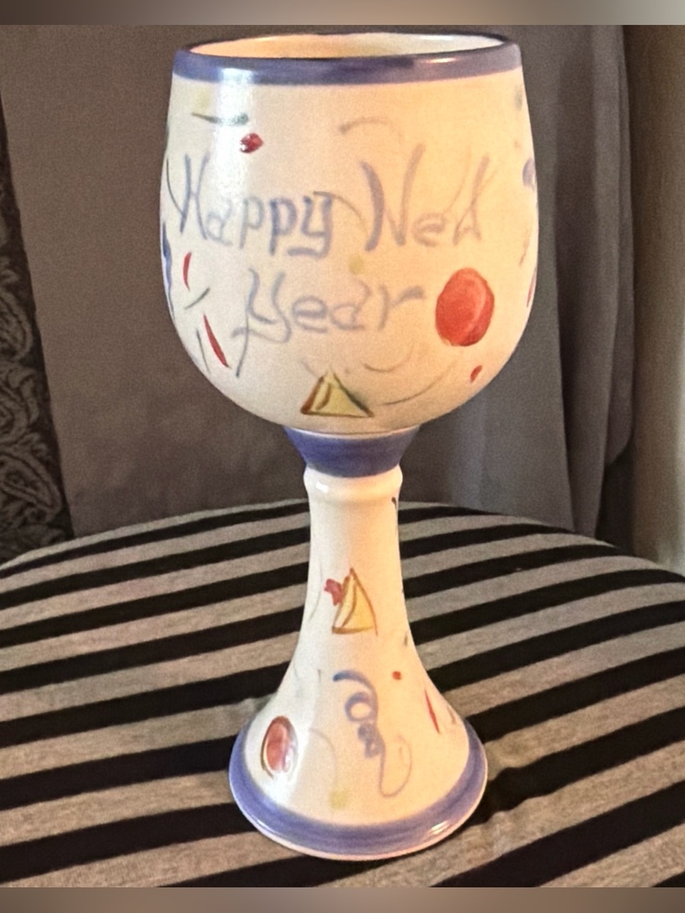 Hand-Painted Ceramic Goblet - Happy New Year Design. Viking Style Goblet.